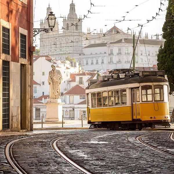 "Tramp in streets of Lisbon"